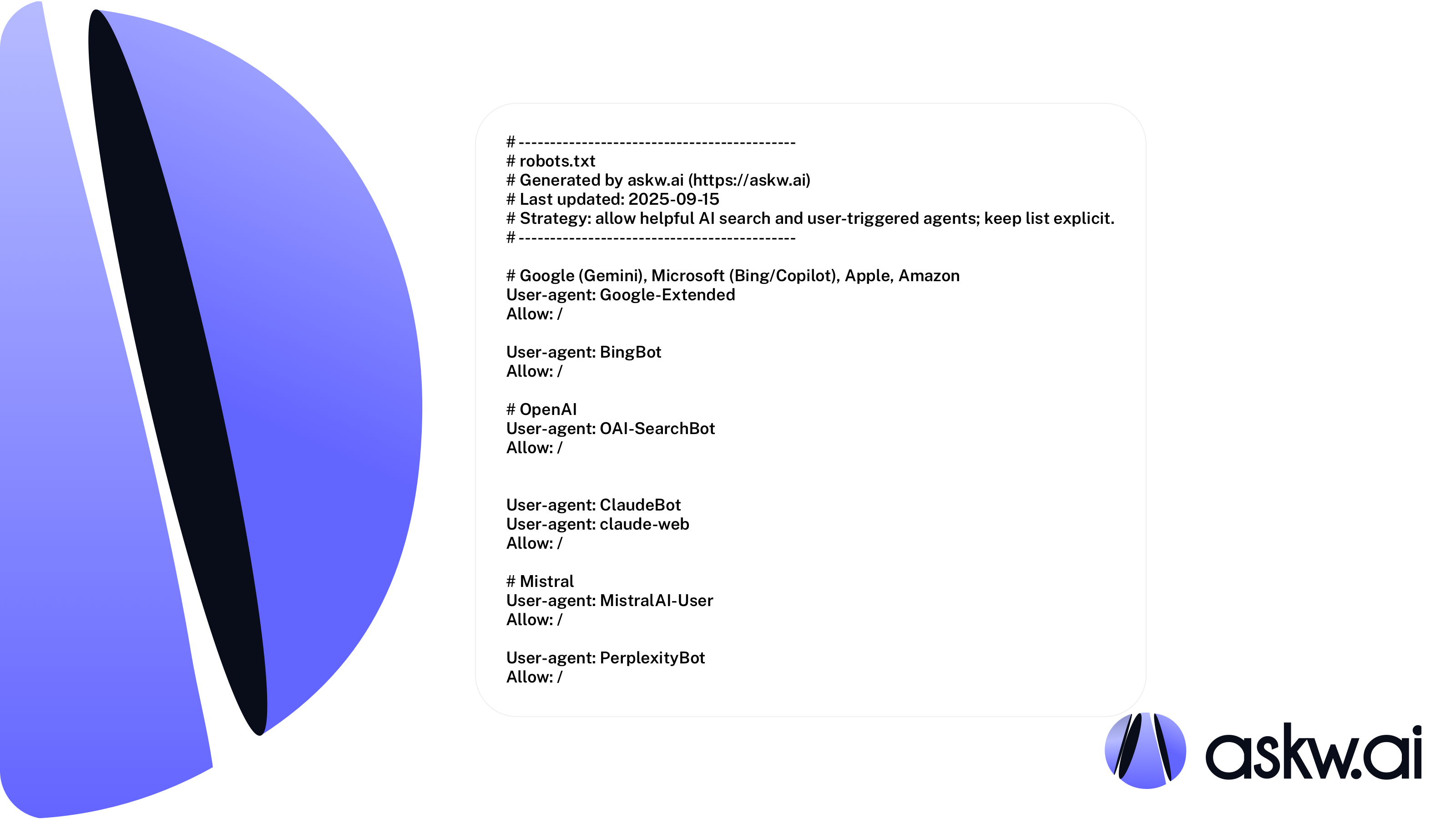 A conceptual image showing a robots.txt file directing AI crawlers.